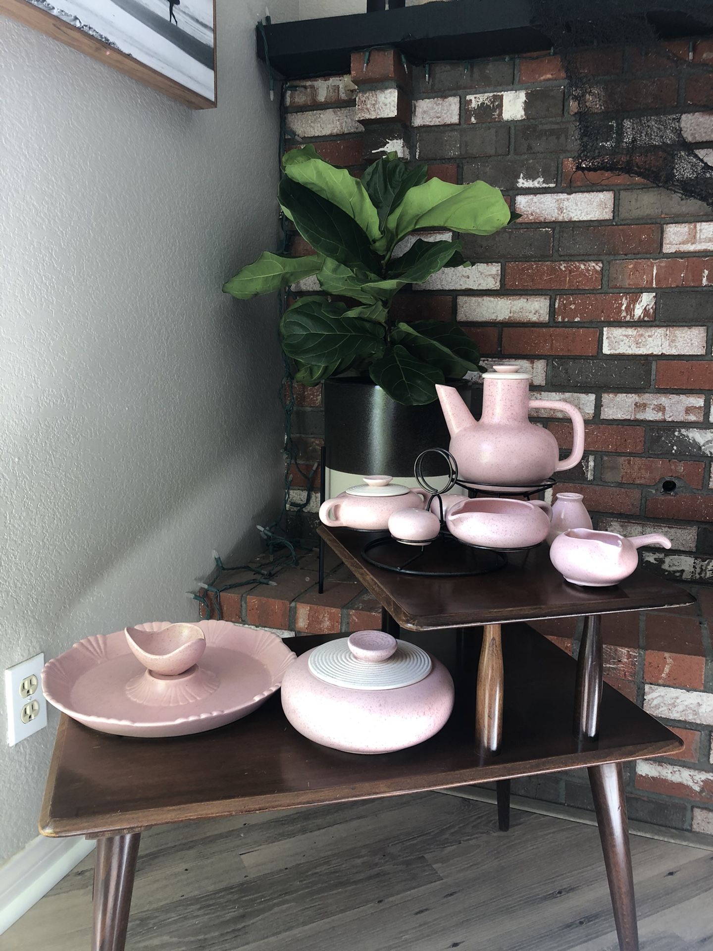 Mid Century 1950’s 12pc Pink Ceramic Serving Set