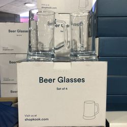 Set Of 4 Clear Beer Glasses Kook Brand
