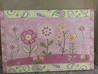 Colleen Karis Canvas Art  36” X 24” Pink Pastel Floral Whimsical