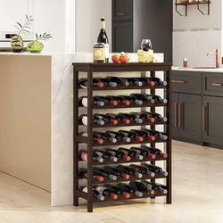 42-Bottle Wine Rack Free Standing Floor, 7-Tier Display Wine Storage Shelves