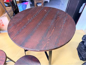 Rustic Round Pub Table Set w/ 2 Stools