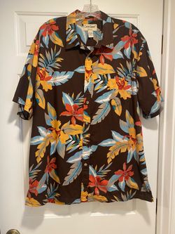 Cooke Street Honolulu Mens XL Hawaiian Shirt Floral Tropical Leaves Brown Short Sleeve