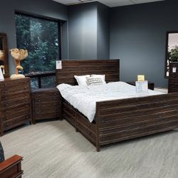 Brown Solid Acacia Wood Bedroom Set - Farmhouse 