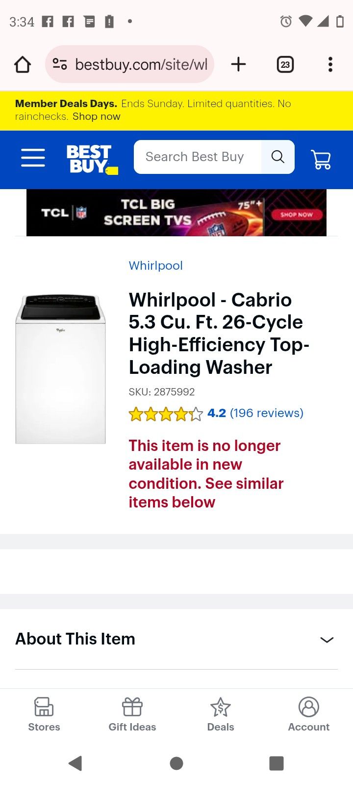 Washer And Electric Dryer Set