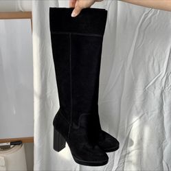 MK BLK SUEDE LEATHER BOOTS 