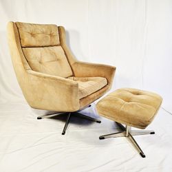 Suede Buckskin Chair and Ottoman by ERAN Mobler 