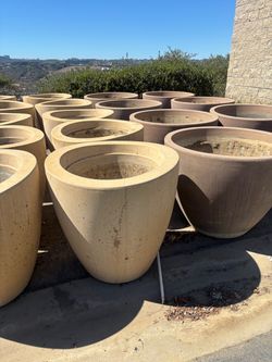 $115 EACH - 48” tall - Large Round Concrete Outdoor Planter Pot