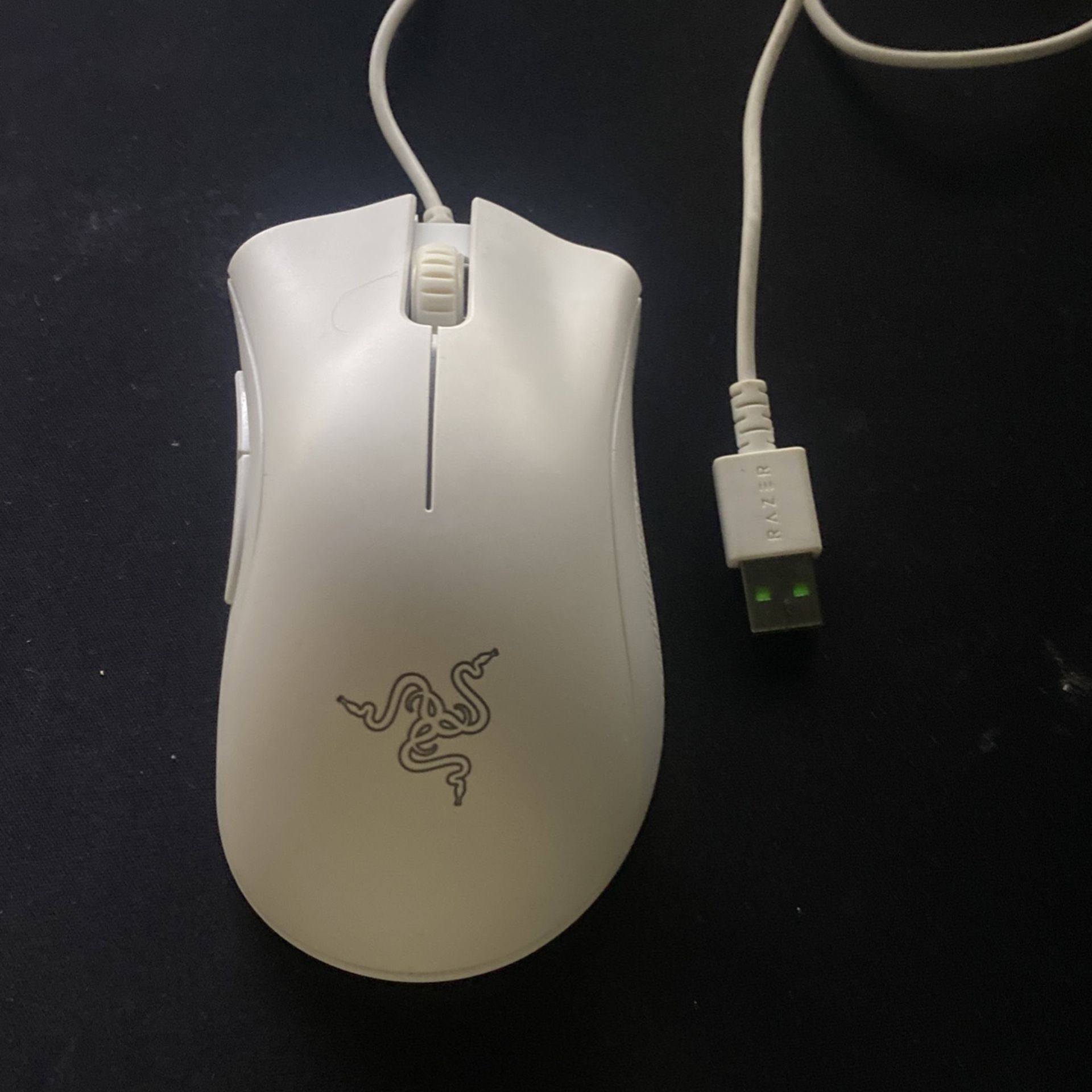 White Razer Deathadder Gaming Mouse