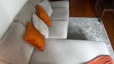 Grey-beige sectional sofa with chaise