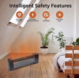 Comfort Zone 1500W Baseboard Heater – Convection Heater w/ Thermostat