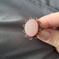 .925 Steling Pink Geo Quartz Ring 