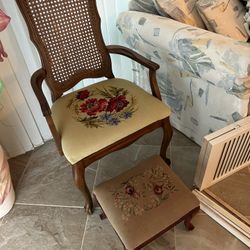 Vintage Chair And Foot Stool-$50.00