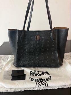 Authentic Mcm Tote Large Black Visetos Monogram