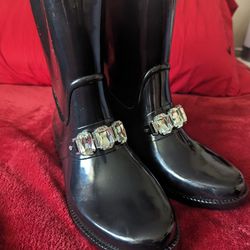 Michael Kors Black Rain Boots Size 8 NEW
