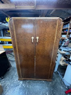 Burled Wood Art Deco Stereo Cabinet