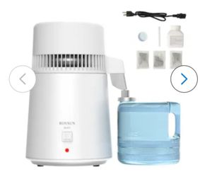 ROVSUN 750W 1.1 Gallon 4L Countertop Water Distiller Machine with Flame-Retardant Material and BPA-Free Glass Container White