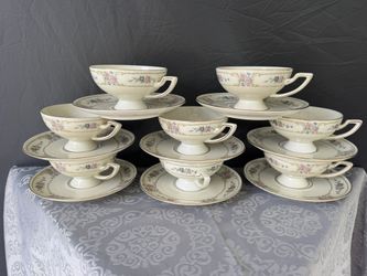 Johann Haviland: “Primrose”, Coffee Cups/Saucers, set 8, Bavaria, Germany, Vintage, (replacement)