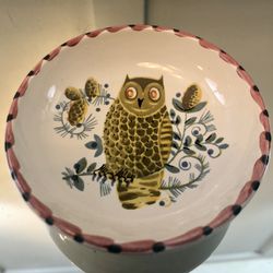 Vintage Porcelain Hand Painted W. Germany  Owl 1976 Whimsy Trinket Ring Plate