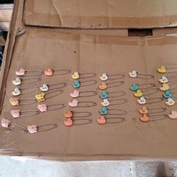 Vintage Baby Diaper Duck And Bear Pins