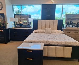 Dark Wood & Upholstered Bedroom Set $50 down