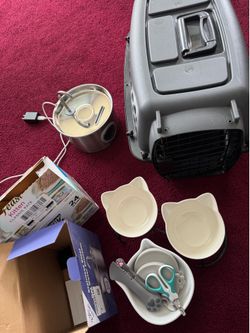 Cat food and items.