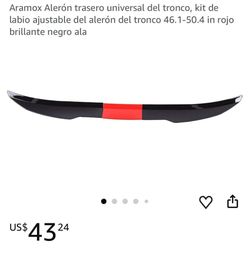 Akozon Car Rear Tail Trunk Spoiler Universal, 46in-50in Adjustable Glossy Black Red ABS Adhesive Tape Installation for Most Vehicles