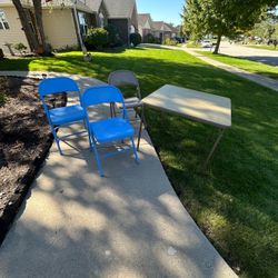Square card table and three chairs