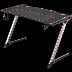 Gaming Desk Black Carbon Fiber PVC