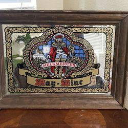 Rare Vintage Liebfraumilch Melkmeister Wine Pub Hanging Glass Mirror Frame