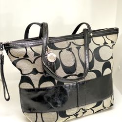 COACH💥VINTAGE~LIMITED EDITION💥Signature Black Stripe Tote