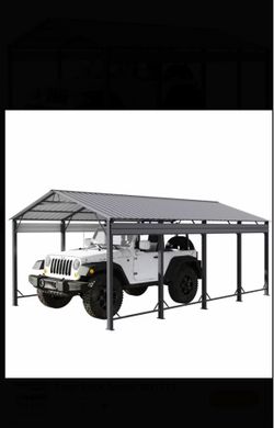 12X20Ft Black Hardtop Carport