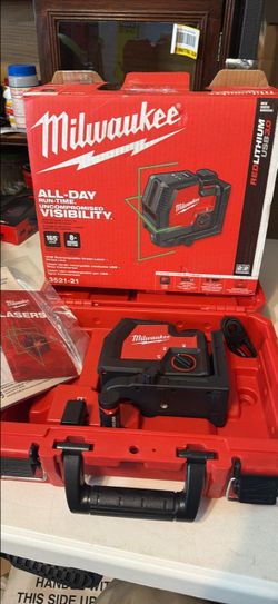 Milwaukee 3521-21 USB Rechargeable Green Cross Line Laser