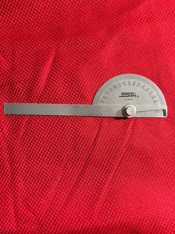 SPI Protractor  With Half - Round Head Swiss Made New 6” Long Blade Dual Graduation 0-90-0
