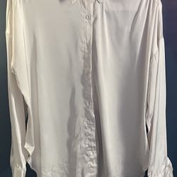 Women’s Size Medium Beige Blouse Silk Top