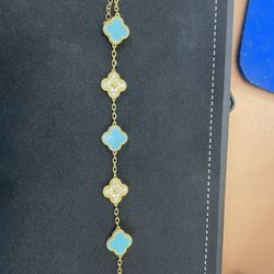 Gold Plated Silver Clover Bracelet – New 