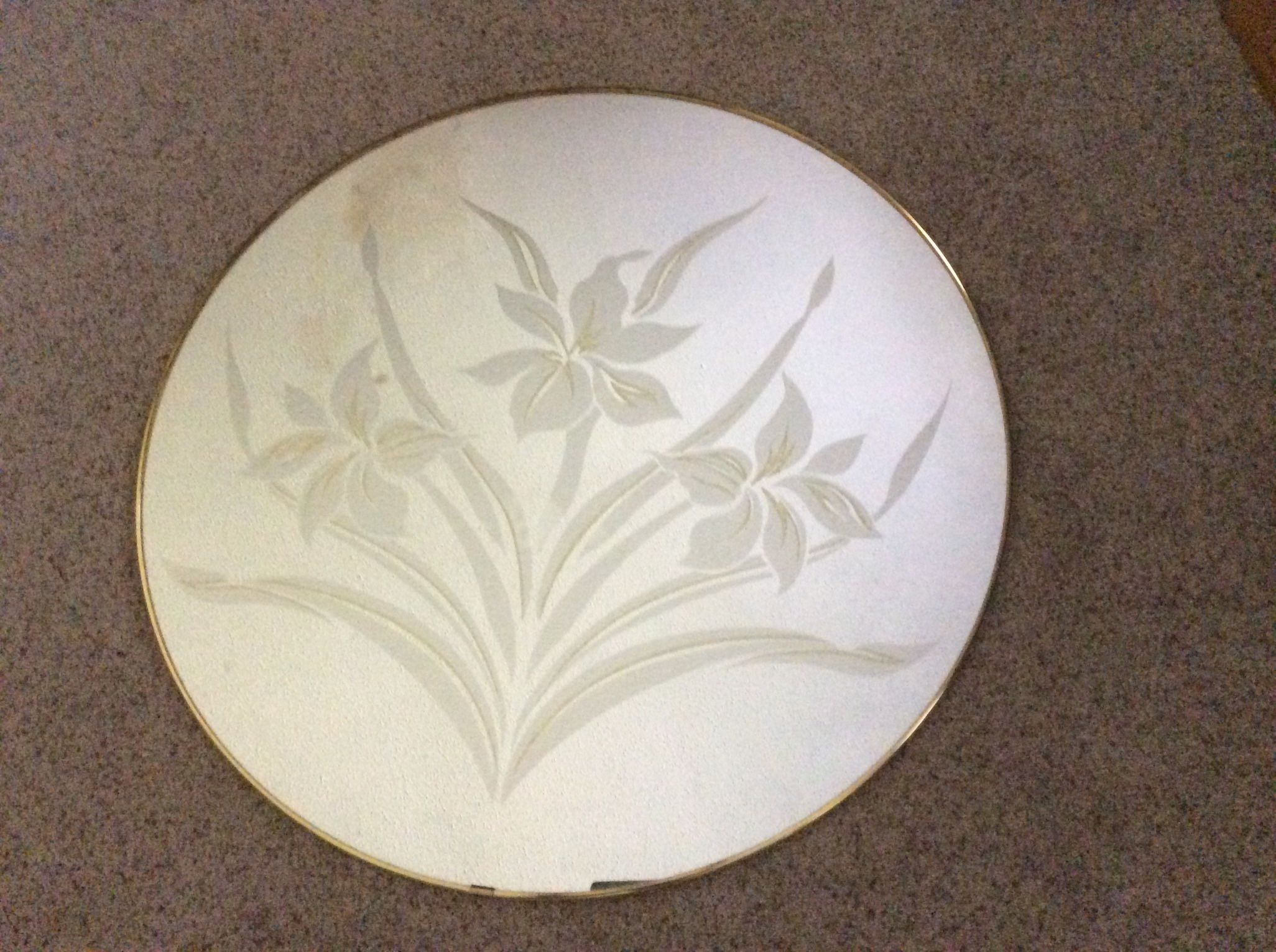 Large Vintage Mirror With Etched Flower