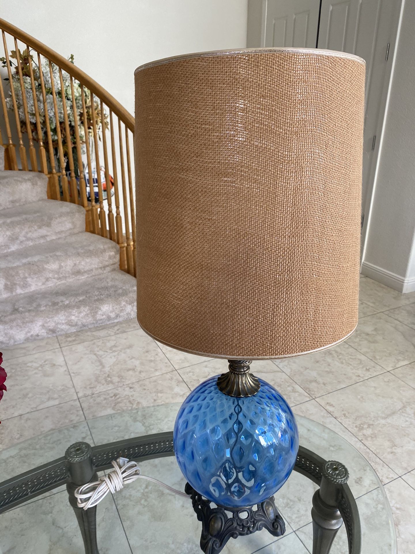 Vintage Blue Glass Globe lamp