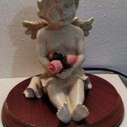 PORCELAIN CHERUB DESK LAMP 14"