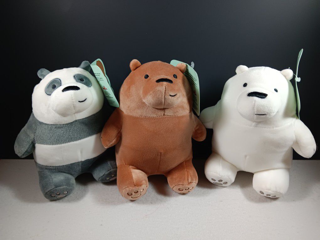 We Bare Bears Plush Toy 7" Bears Standing Cuddle Soft Plushies Set of 3 CN