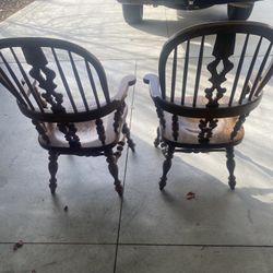 Solid Wood Chairs - Pair