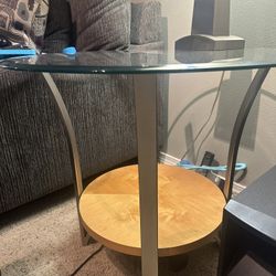 Two Matching Glass top End Tables