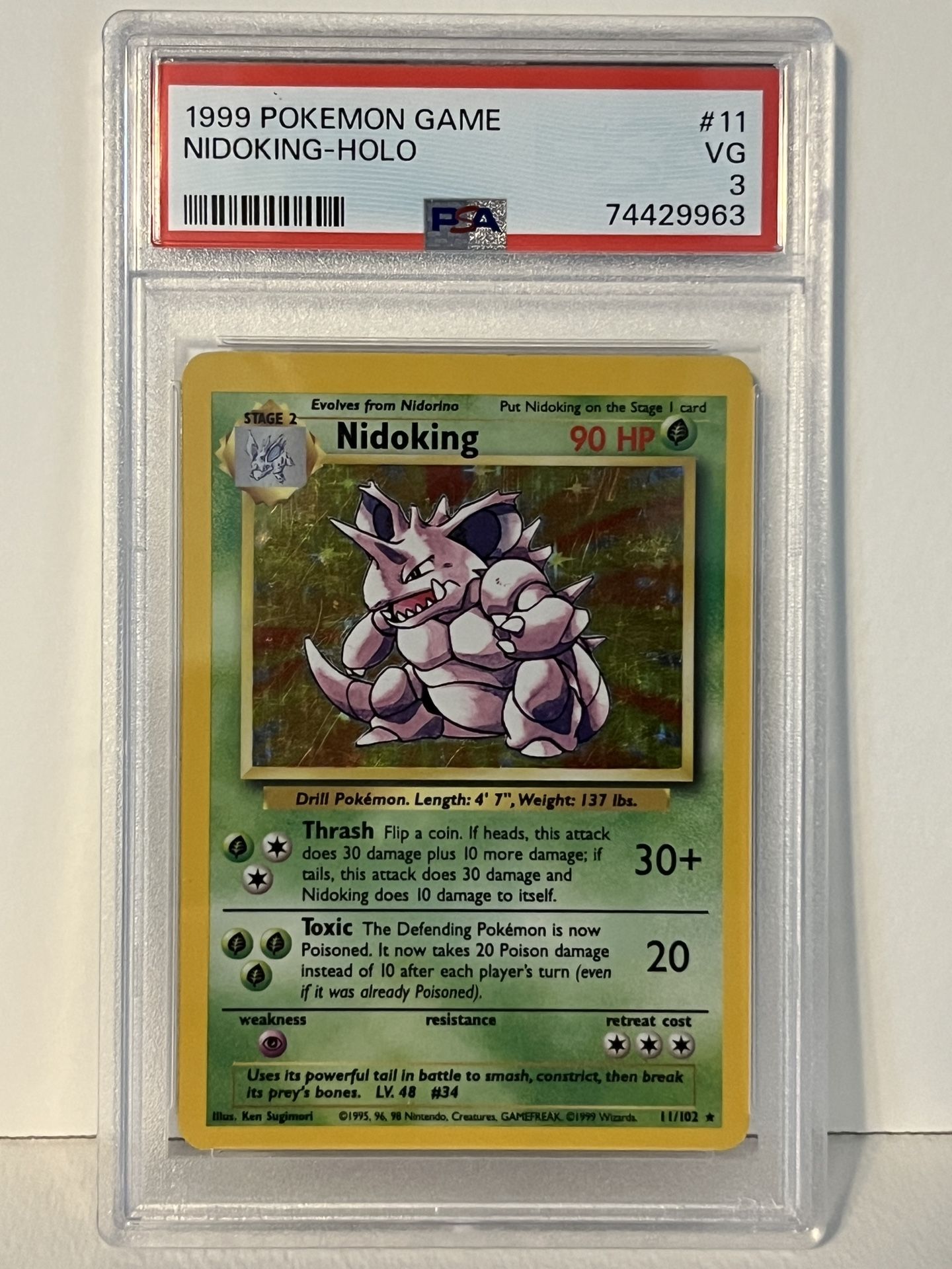 Pokémon card - 1999 Nidoking 11/102 - PSA 3