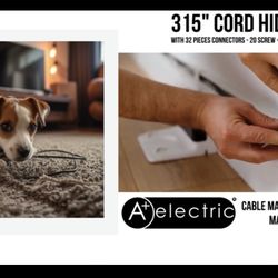 Cord Hider Wall Mounted TV 39" Cord Covers for On Wall Mounted Tv Kit, Paintable White, Baby and Pets Proof, Electricals Strip Cord Hider Cable Hider 