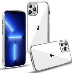 iPhone 13 PRO MAX Clear Case With Silver Trim 