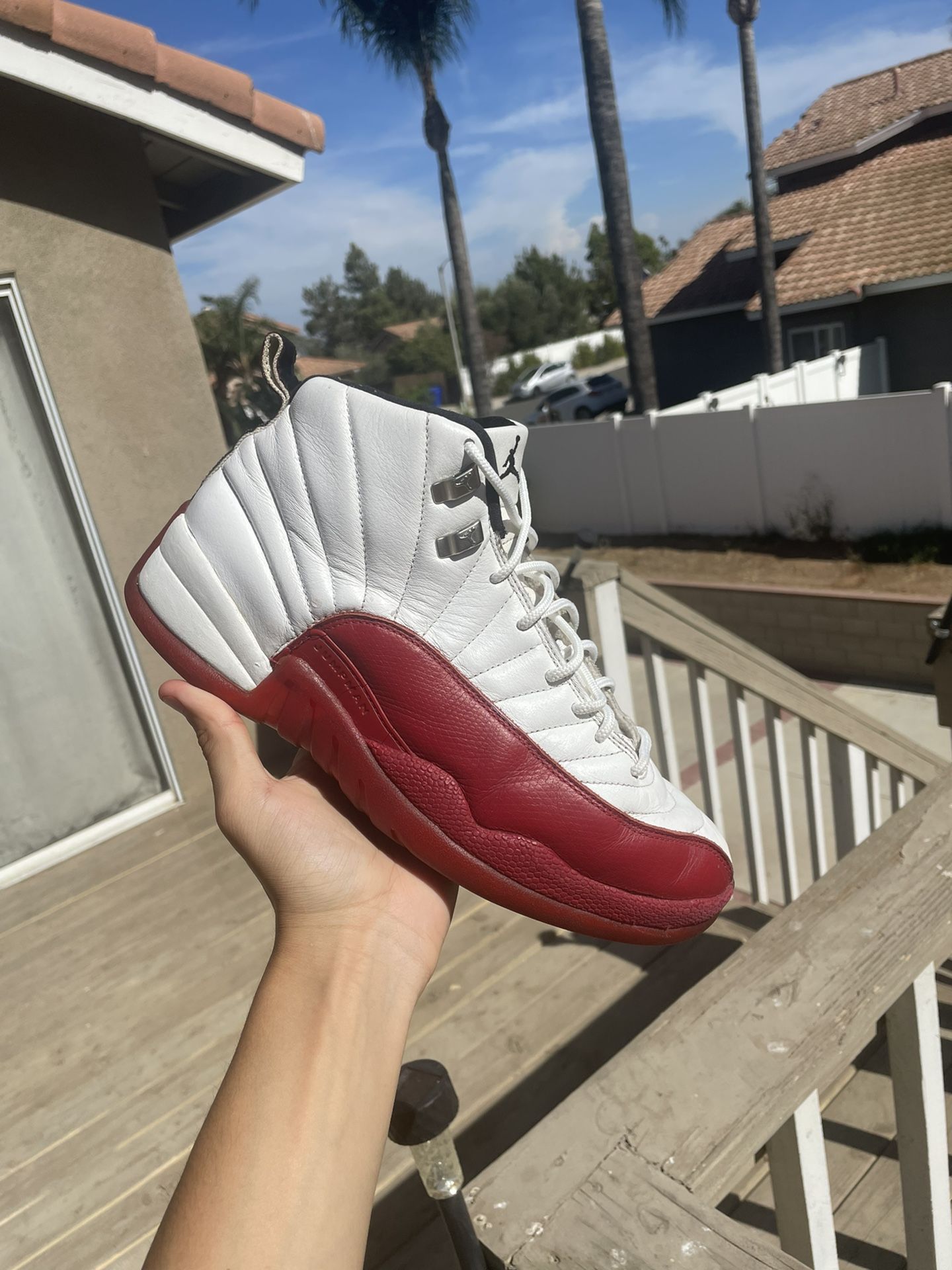Tenis Jordan 12 Rojo Con Blanco 12 Retro Cherry Shock Drop Aj 12 