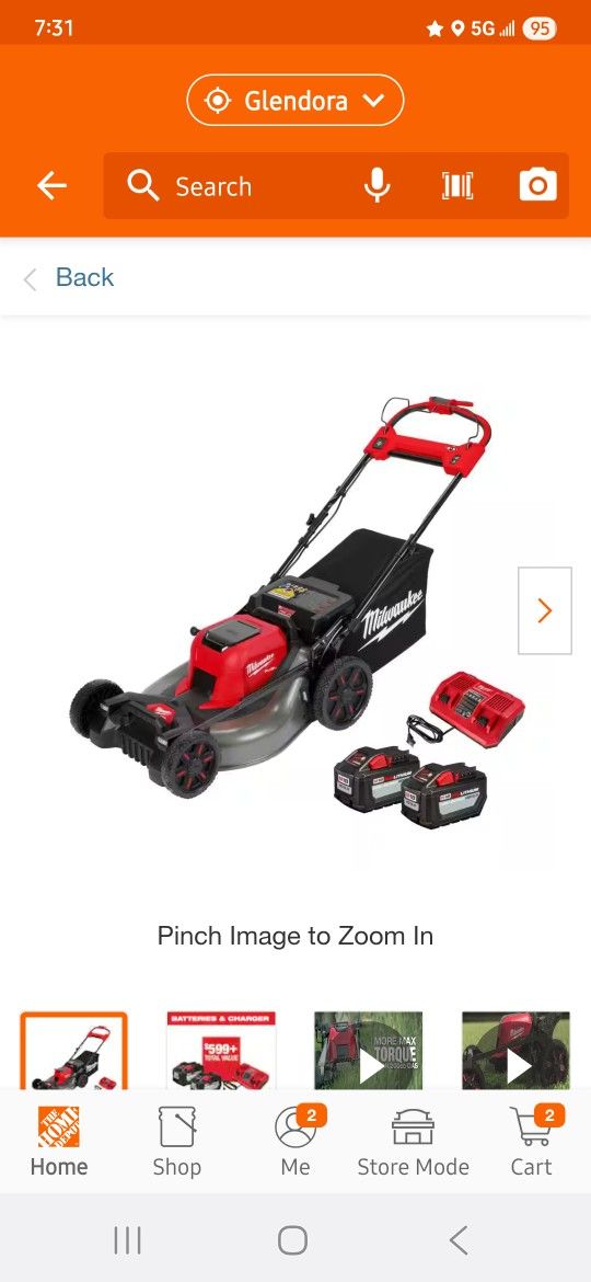 Lawn Mowers
Milwaukee
M18 FUEL Brushless Cordless 21 in. Walk Behind Dual Battery Self-Propelled Mower /(2) 12.0Ah Batt and Rapid STORE PRICE 1099$