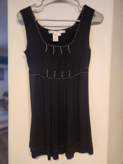 Max Studio Women’s Medium Black Sleeveless Knit Dress Stretch Contrast Stitch Detail