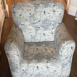 Toddler Baby Nursery Upholstered Map Plane Travel Rocking Chair