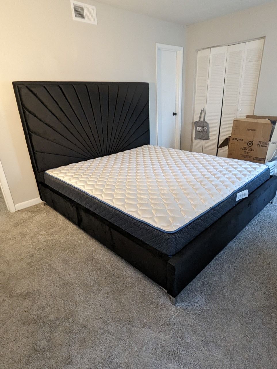 Black Upholstered King & Queen Size Bed Frame