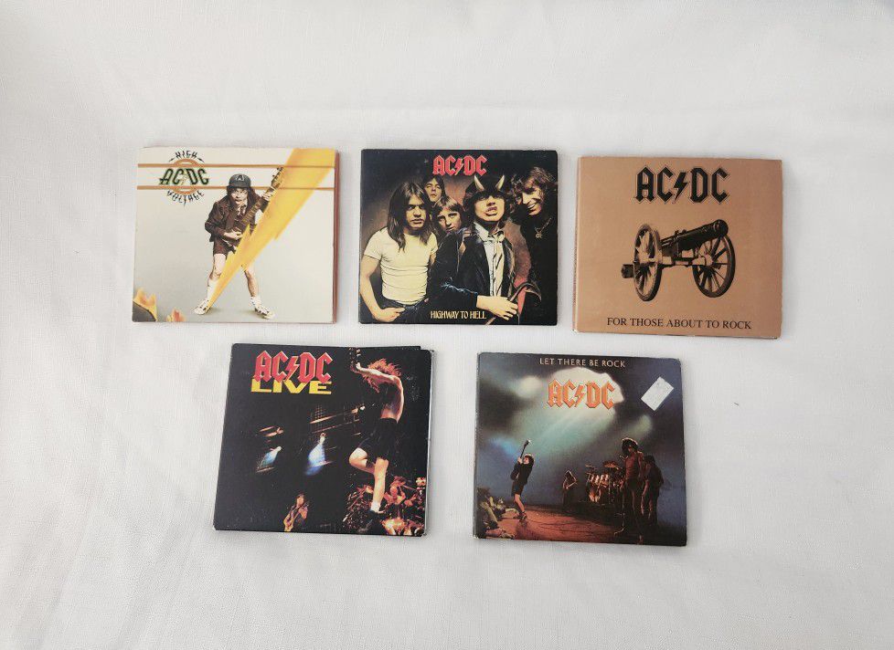 AC/DC 5 CD Bundle Lot Epic Records Remastered Reissue Rock Music Special Edition Case and booklet on each one in excellent pre-owned condition as pict